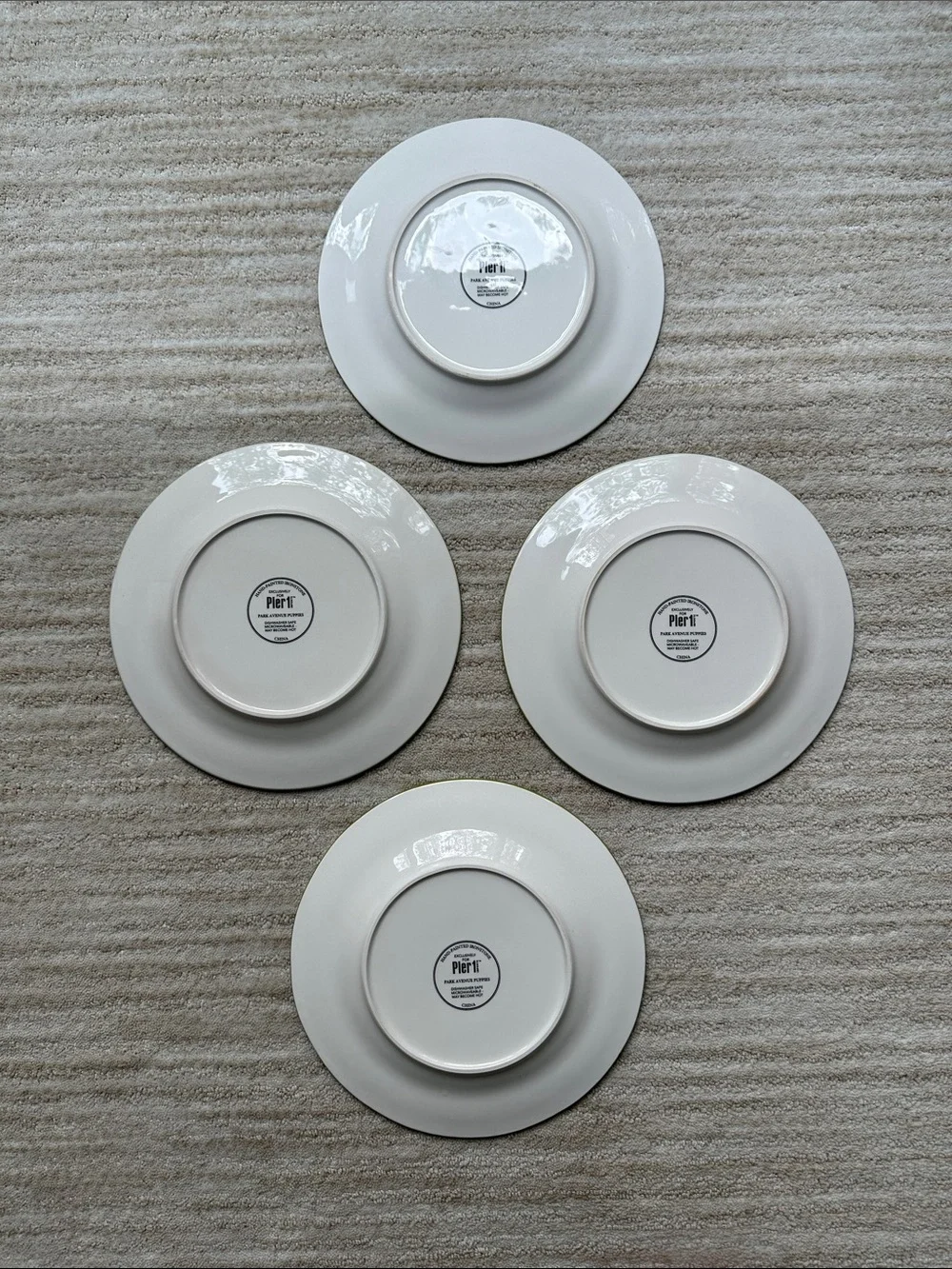 Set of 4 PIER 1 Park Avenue Holiday Puppies Salad Plates Ironstone 8 3/4”